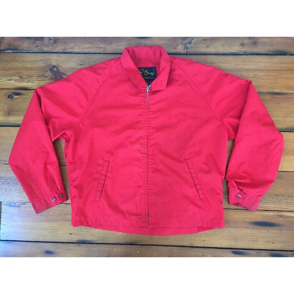 Vtg Cal Craft Rockabilly Harrington Lightweight Red Zip Up Jacket Coat Mens 50"